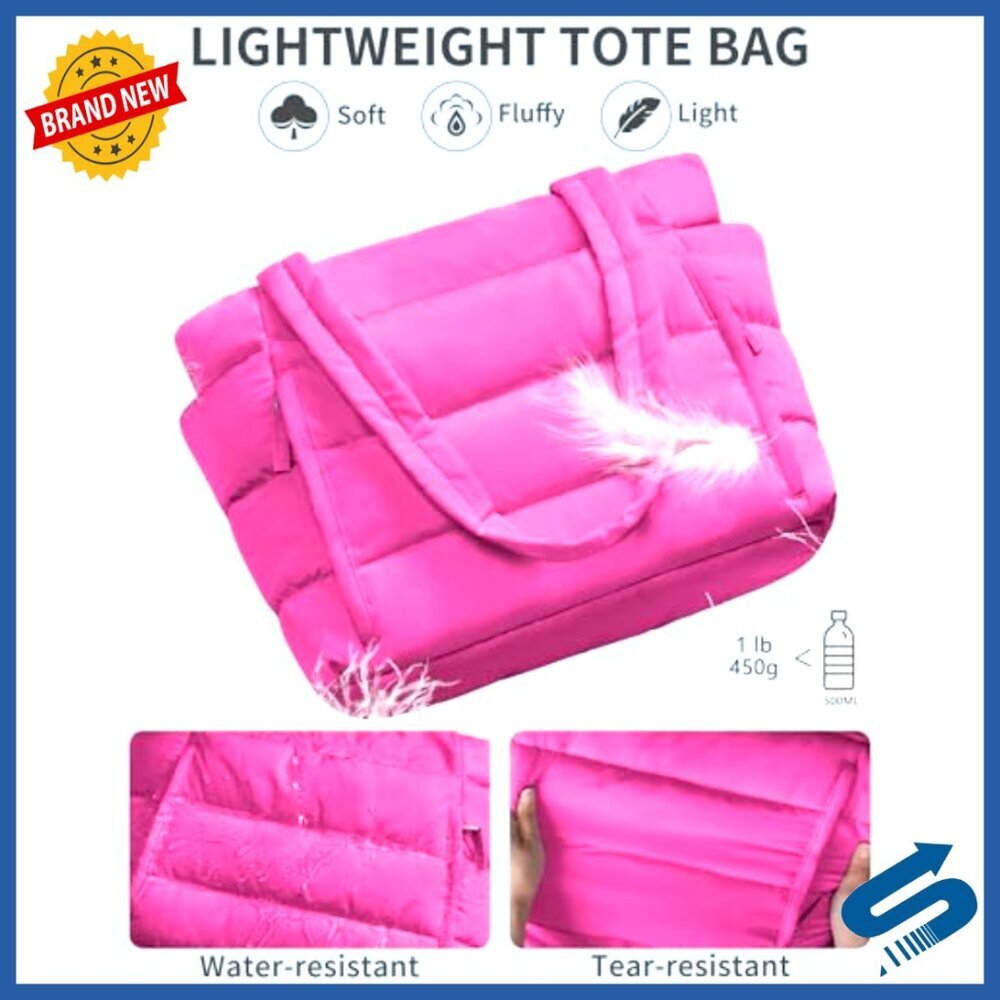 Lightweight Puffer Tote Bag with Laptop Sleeve & Tumbler Holder - Picture 6 of 7